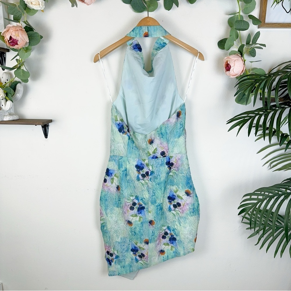 Elliatt Vixen Halter Mini Dress	in Green Blue Multi Size Small - Picture 11 of 11